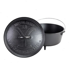 Yellowstone™ 12 Inch / 8 Quart Seasoned Cast Iron Deep Camp Dutch Oven